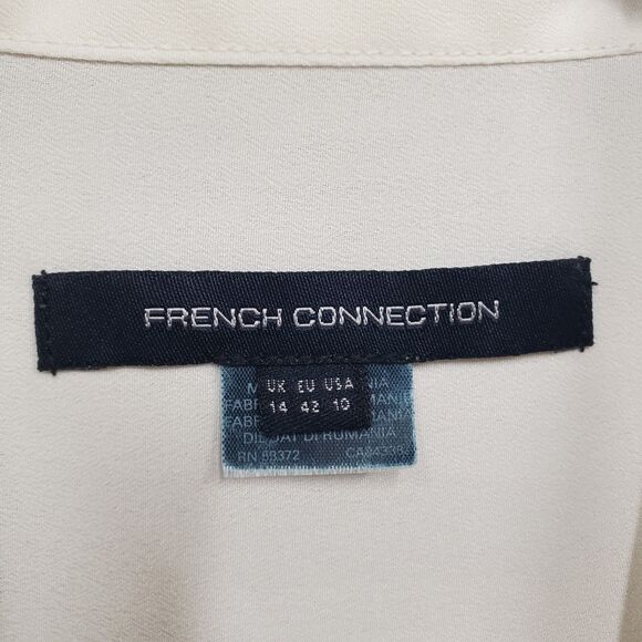 French Connection Women Neck Tie Blouse Sheer White Size 10 - Picture 6 of 8